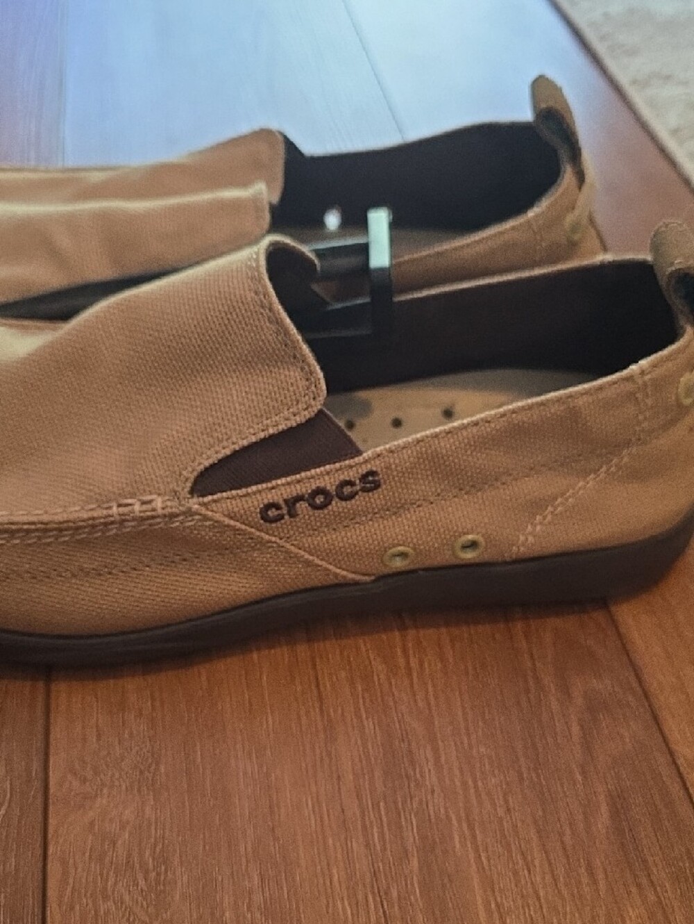 CROCS Men's Tan Slip-On Canvas Loafers - Picture 4 of 12
